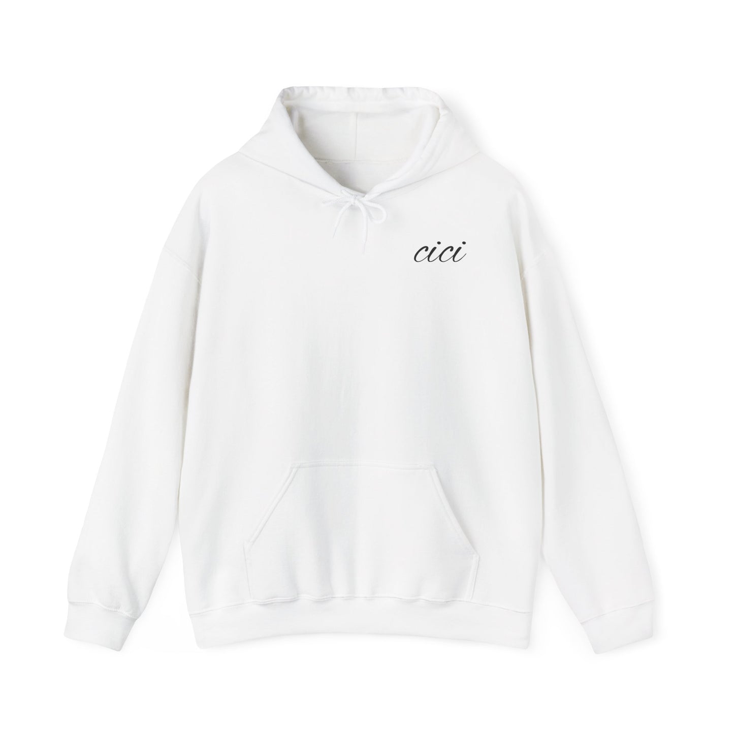 Personalized White Hooded Sweatshirt - Custom Name 'cici' - Cozy Unisex Heavy Blend Apparel