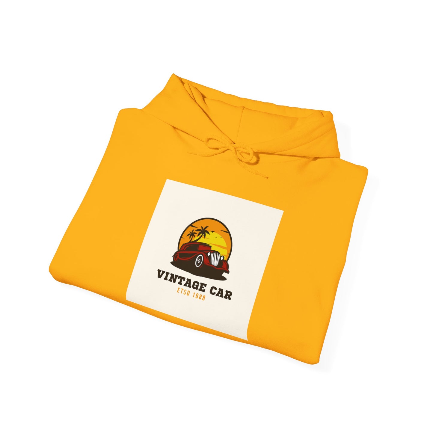 Vintage Car Hoodie – Retro Sunset Classic Car Graphic