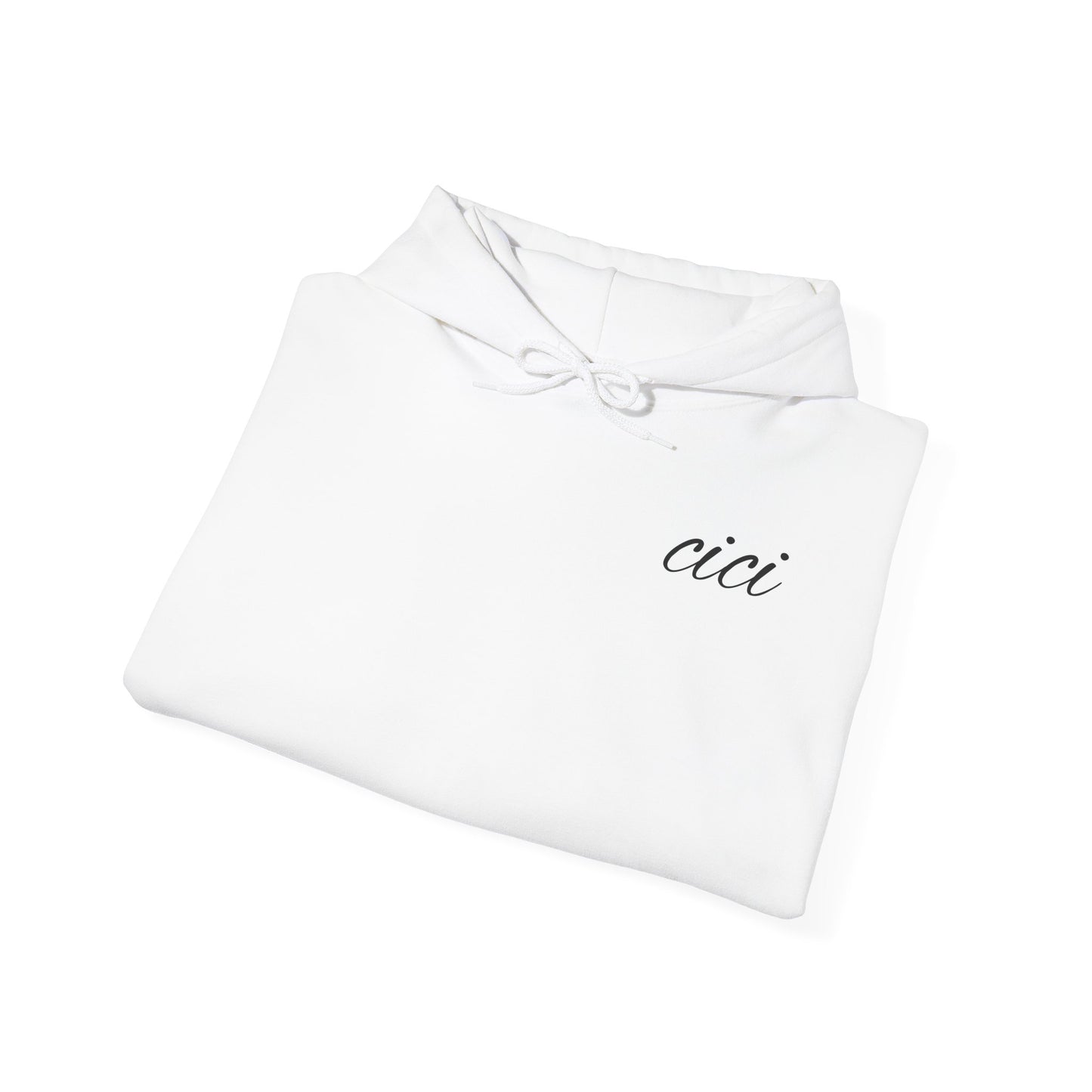 Personalized White Hooded Sweatshirt - Custom Name 'cici' - Cozy Unisex Heavy Blend Apparel