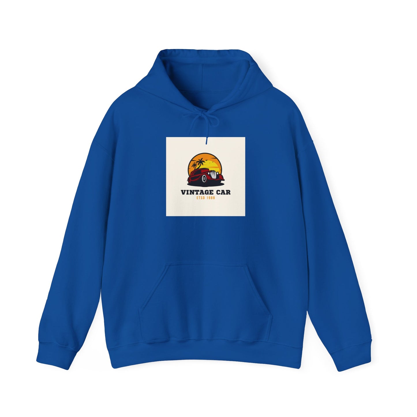 Vintage Car Hoodie – Retro Sunset Classic Car Graphic