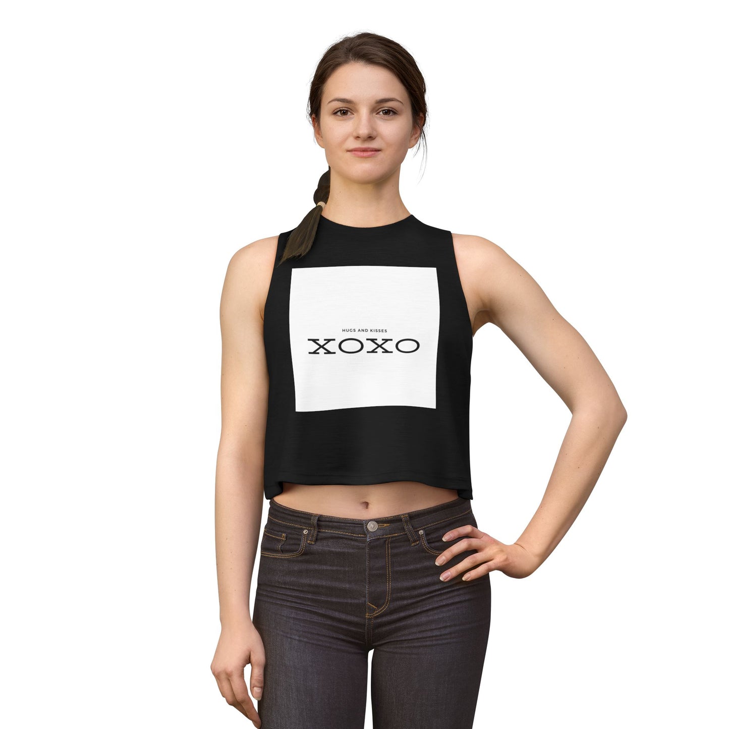 XOXO Women's Crop Top — 'Hugs and Kisses' Minimal Graphic Tank