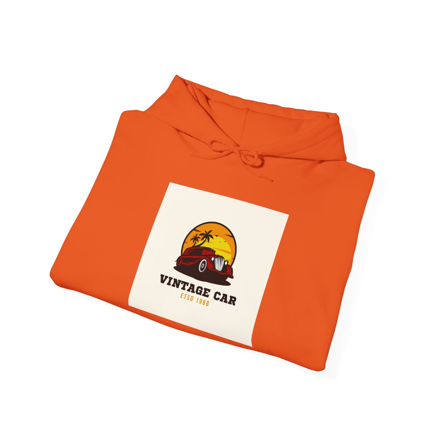 Vintage Car Hoodie – Retro Sunset Classic Car Graphic