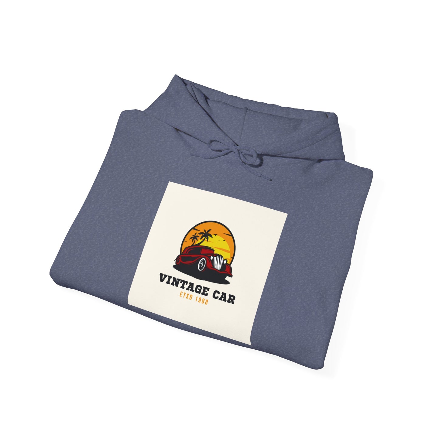 Vintage Car Hoodie – Retro Sunset Classic Car Graphic