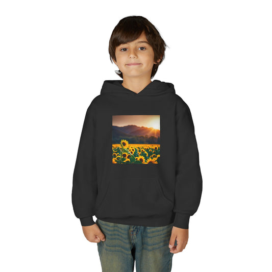 Youth Hoodie – Sunflower Field Sunset Graphic