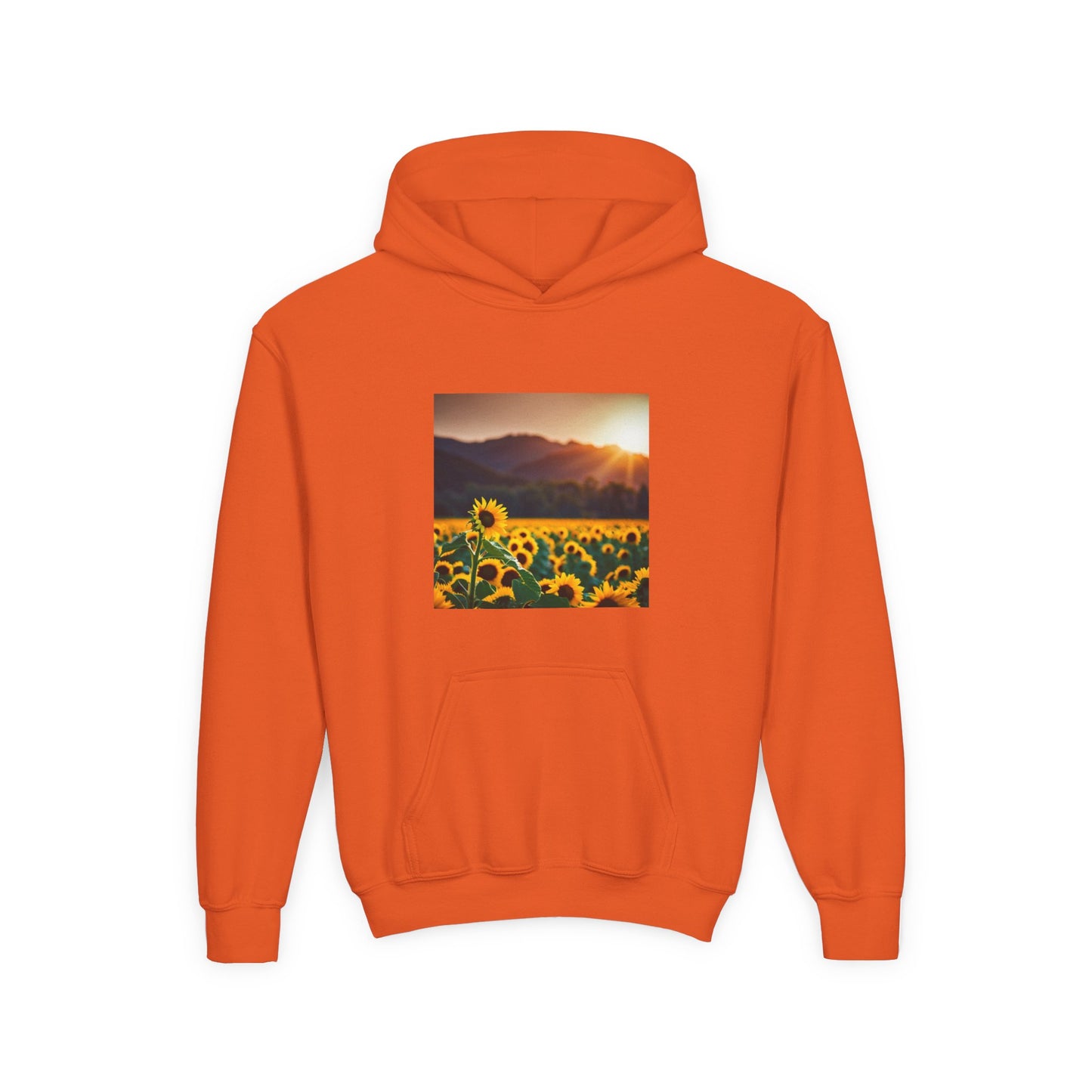 Youth Hoodie – Sunflower Field Sunset Graphic
