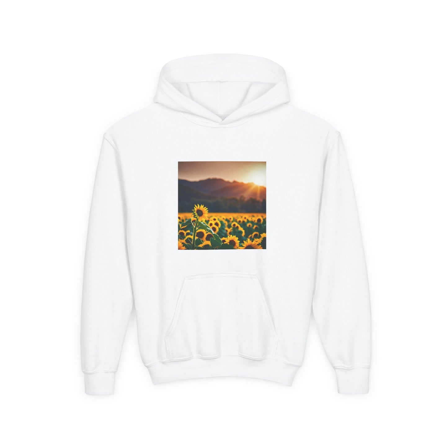 Youth Hoodie – Sunflower Field Sunset Graphic