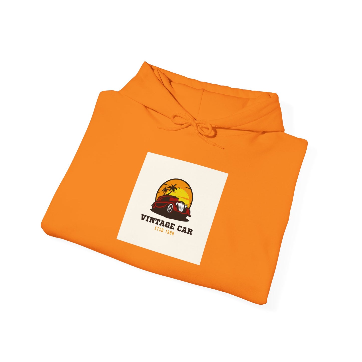 Vintage Car Hoodie – Retro Sunset Classic Car Graphic