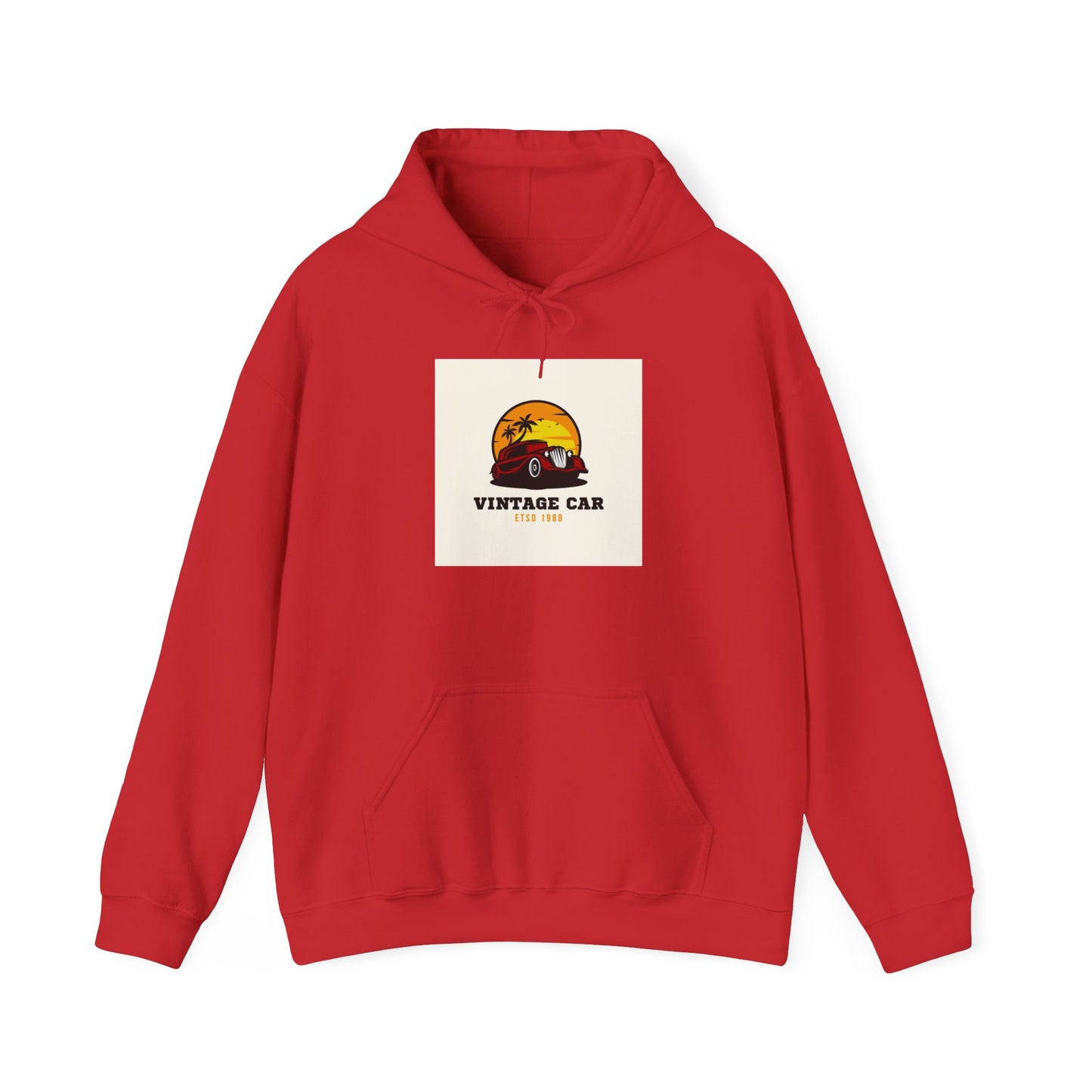Vintage Car Hoodie – Retro Sunset Classic Car Graphic