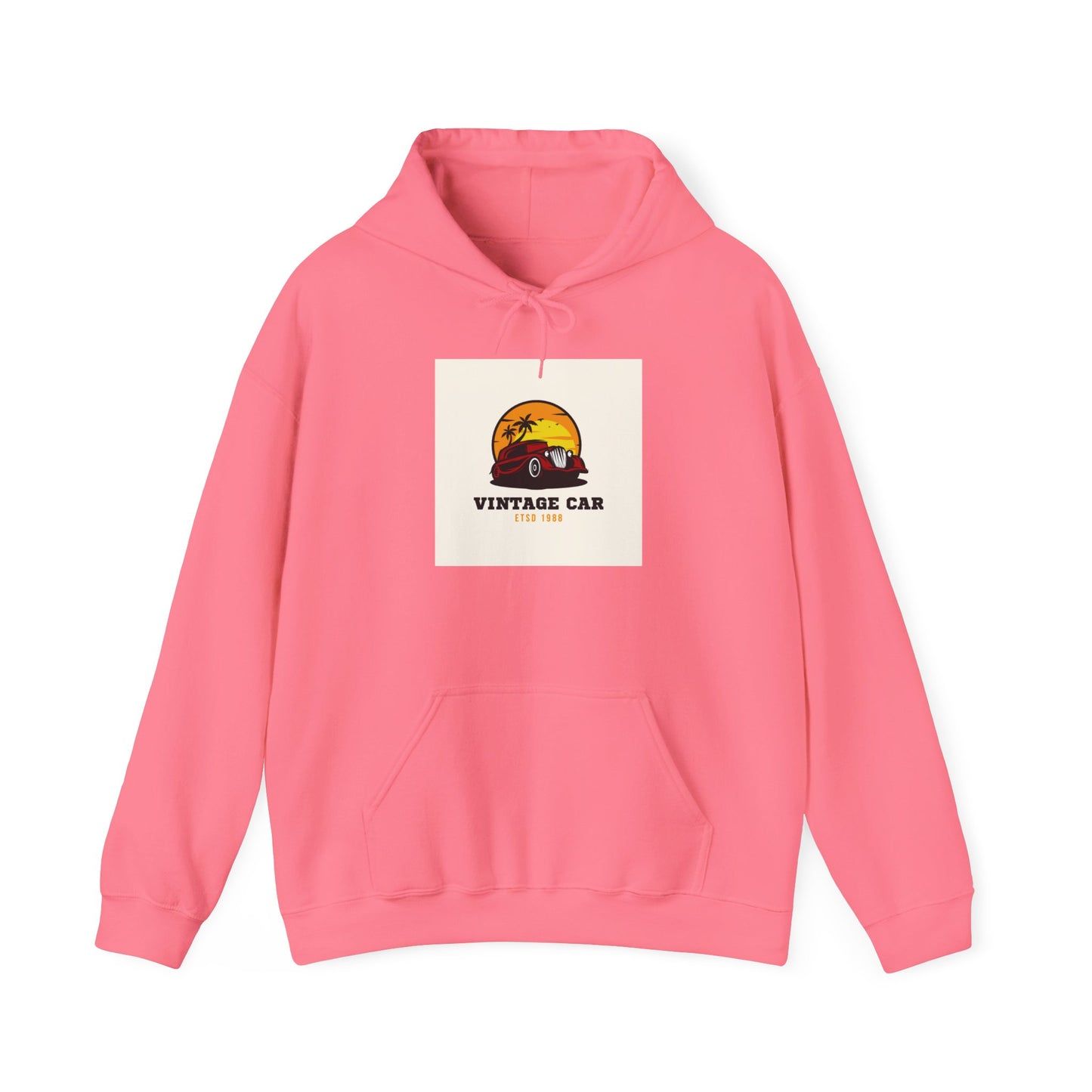 Vintage Car Hoodie – Retro Sunset Classic Car Graphic