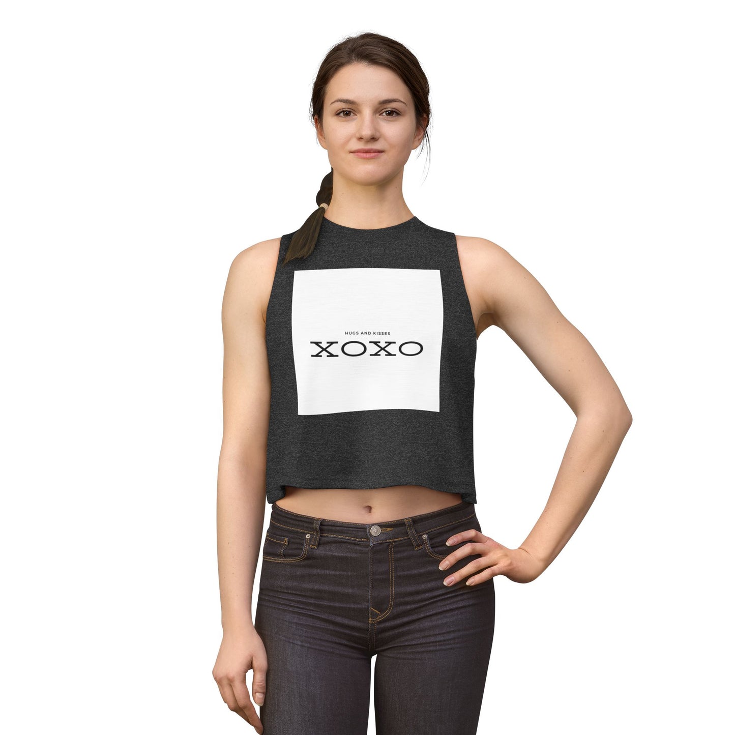 XOXO Women's Crop Top — 'Hugs and Kisses' Minimal Graphic Tank