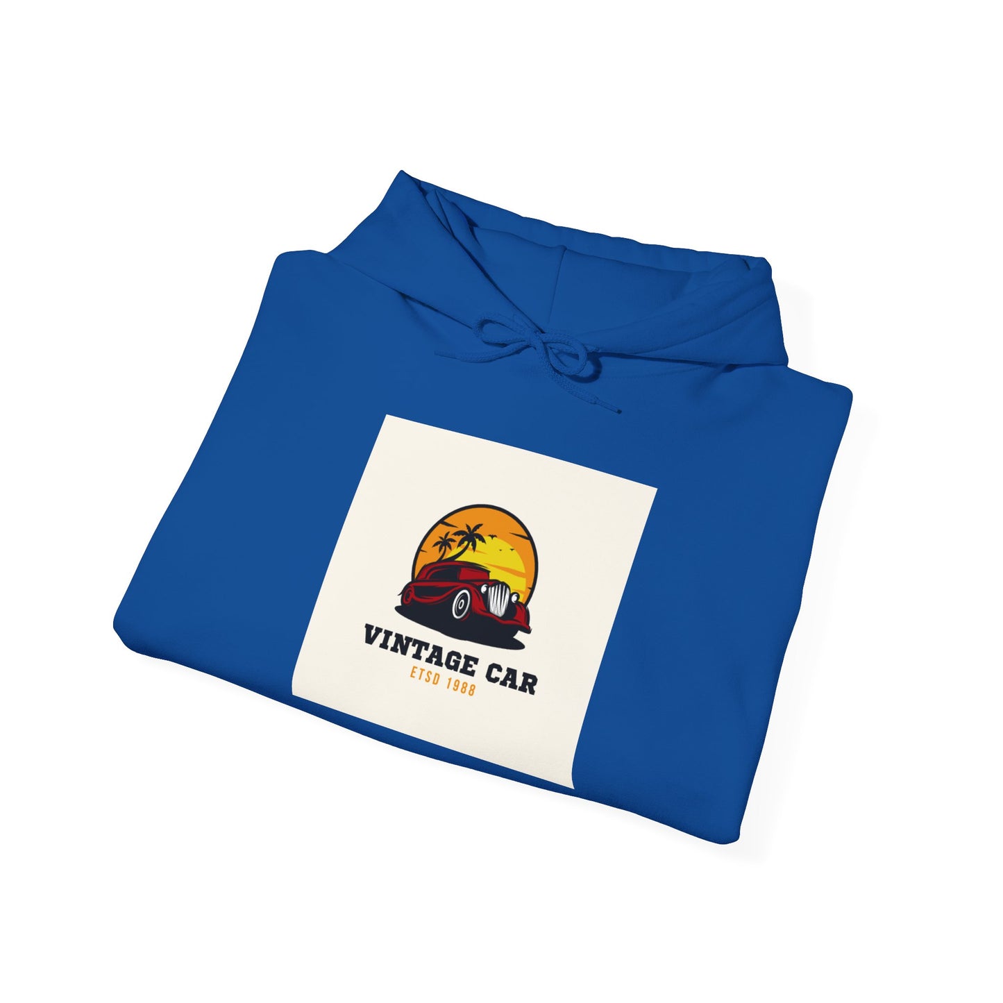 Vintage Car Hoodie – Retro Sunset Classic Car Graphic