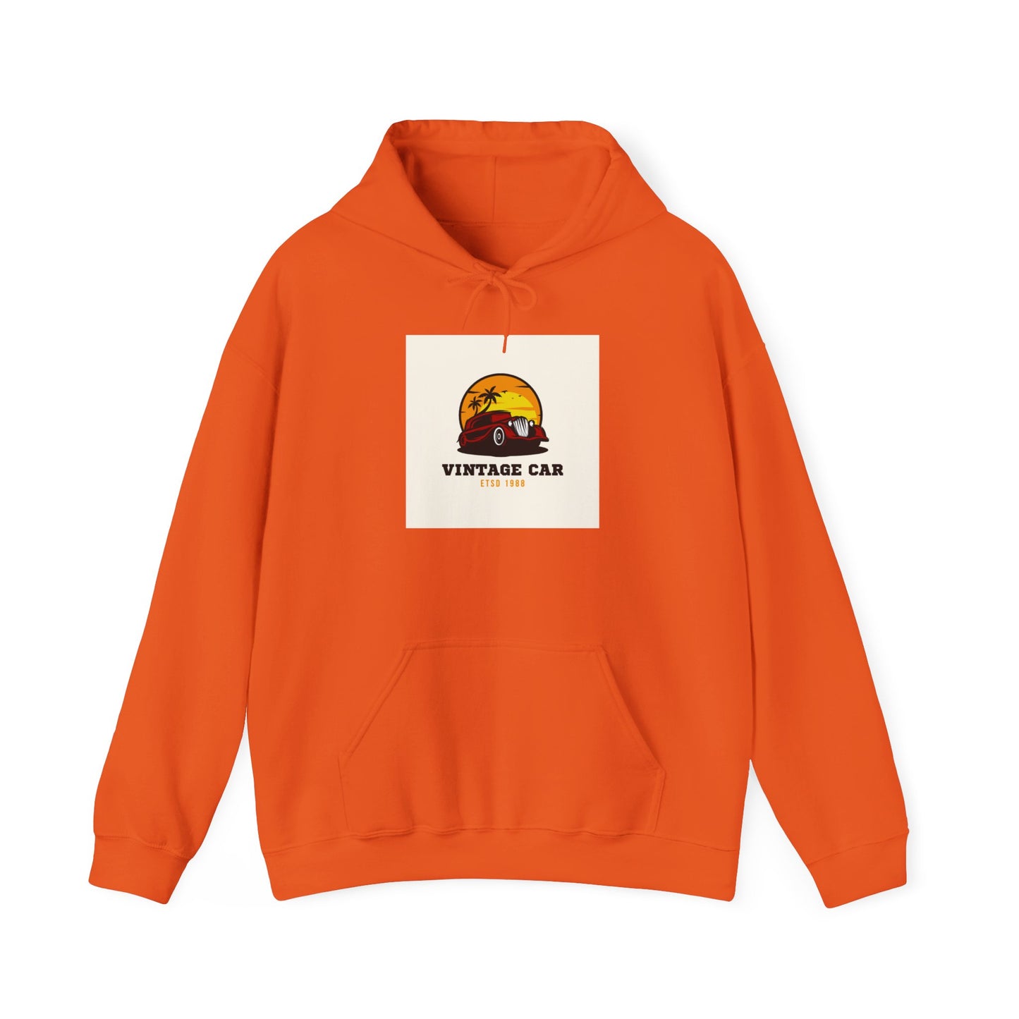 Vintage Car Hoodie – Retro Sunset Classic Car Graphic