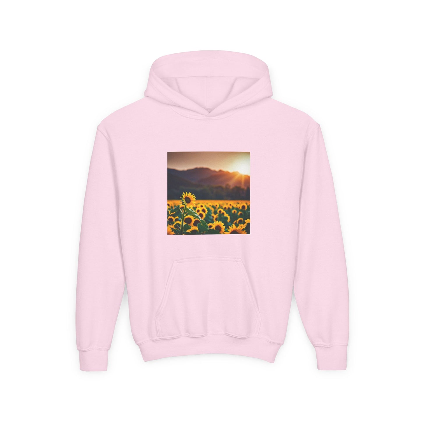 Youth Hoodie – Sunflower Field Sunset Graphic
