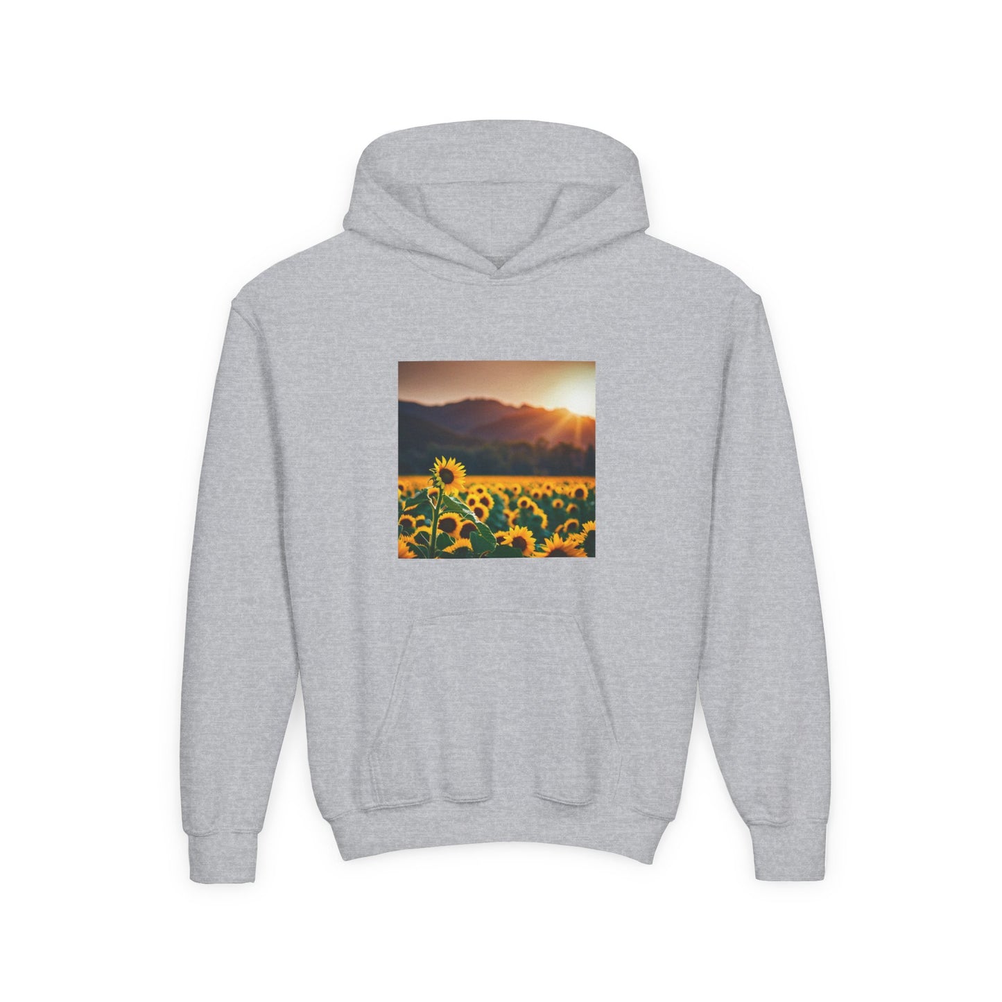 Youth Hoodie – Sunflower Field Sunset Graphic