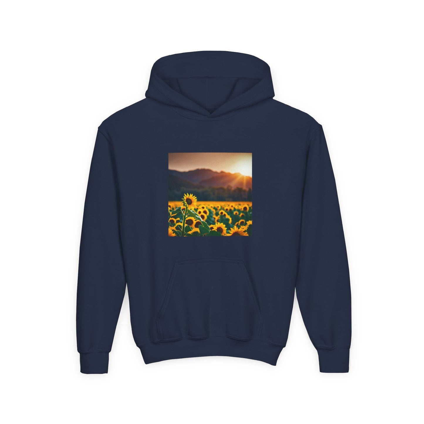 Youth Hoodie – Sunflower Field Sunset Graphic