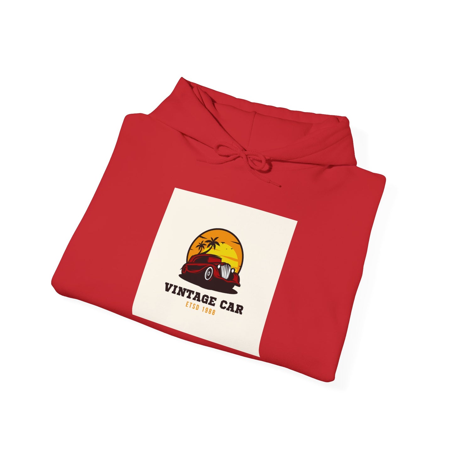 Vintage Car Hoodie – Retro Sunset Classic Car Graphic