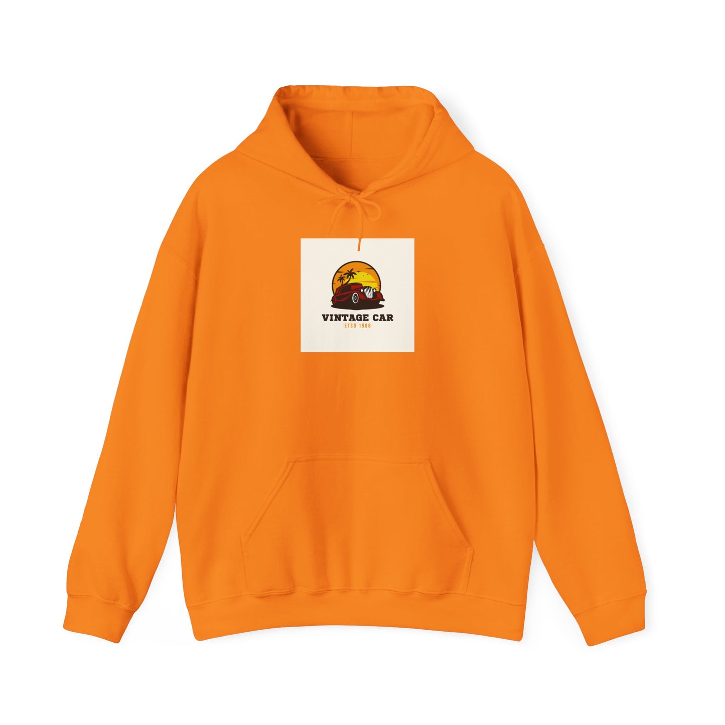 Vintage Car Hoodie – Retro Sunset Classic Car Graphic