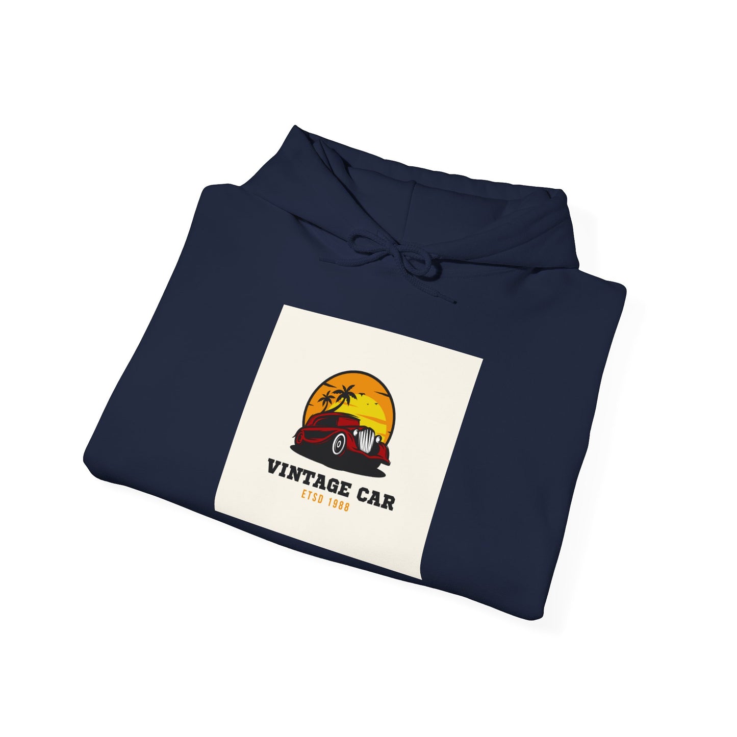 Vintage Car Hoodie – Retro Sunset Classic Car Graphic