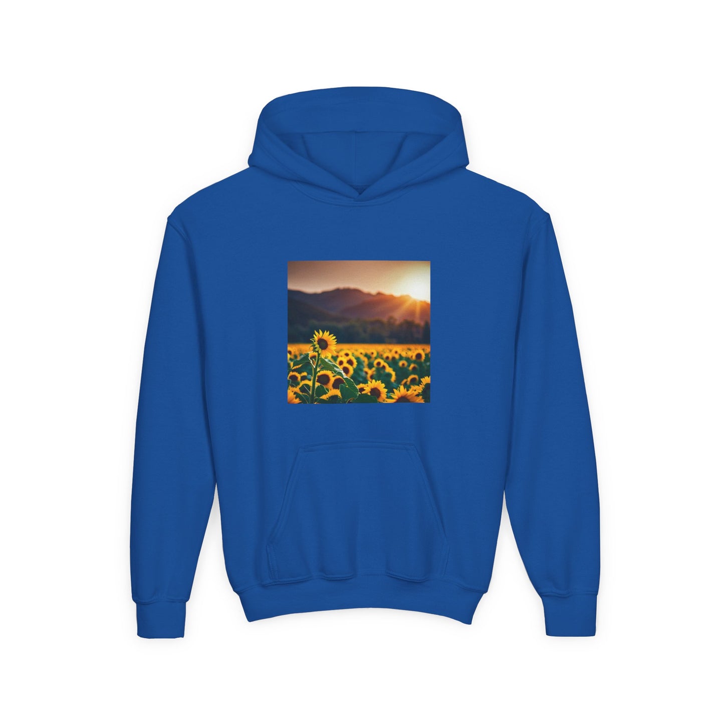 Youth Hoodie – Sunflower Field Sunset Graphic